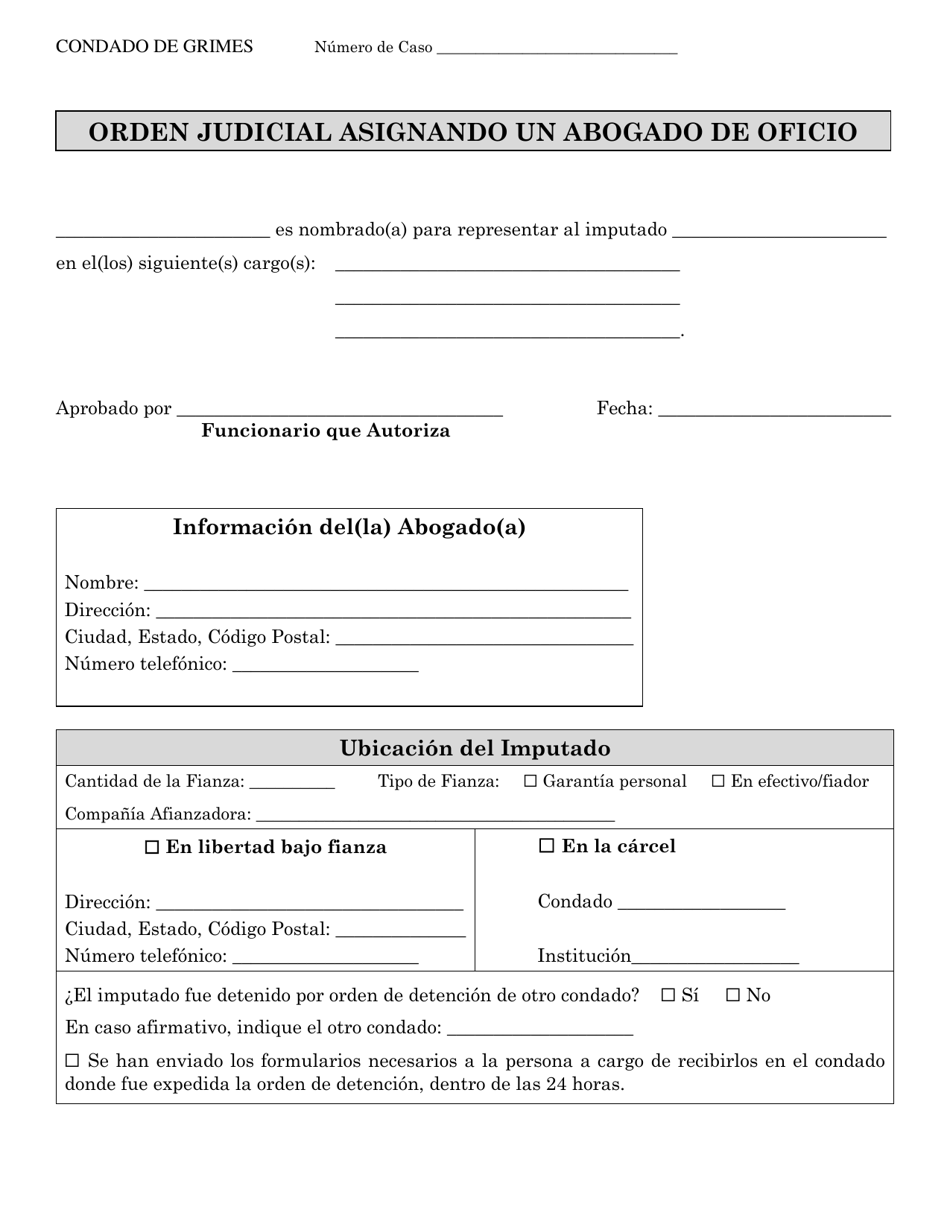 Declaracion Jurada Escrita De Indigencia - Grimes County, Texas (Spanish), Page 3