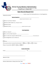 Document preview: Open Records Request Form - Grimes County, Texas