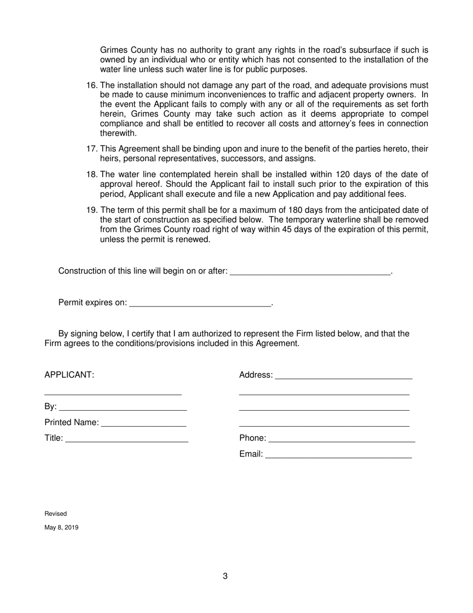 Proposed Temporary Water Line Installation in County Right-Of-Way - Grimes County, Texas, Page 3