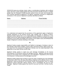 Special Road Use Indemnity Agreement and Permit - Grimes County, Texas, Page 2