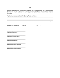 Special Road Use Indemnity Agreement and Permit - Grimes County, Texas, Page 4