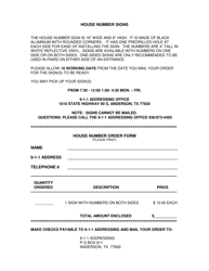 Document preview: House Number Order Form - Grimes County, Texas