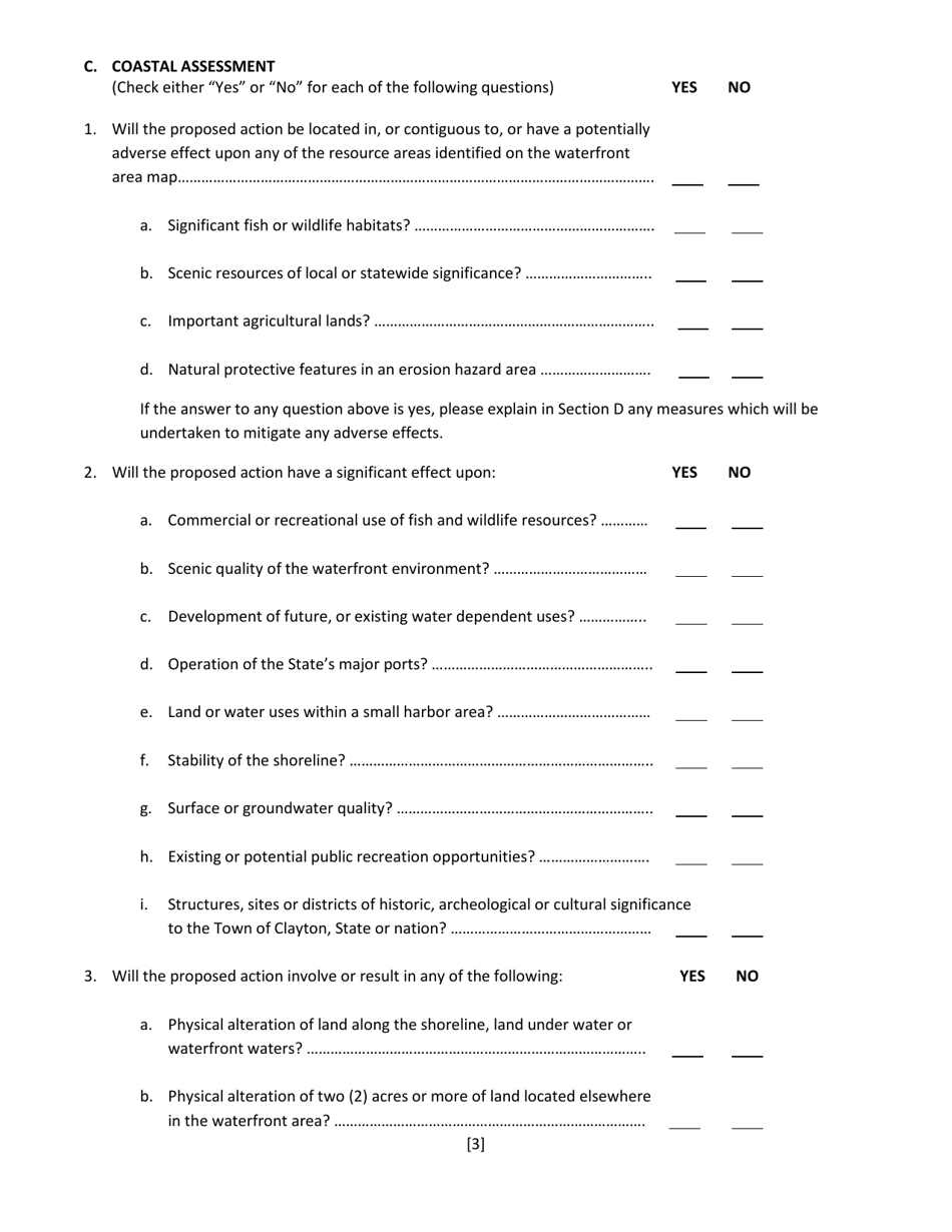 Waterfront Assessment Form - Town - Town of Clayton, New York, Page 3