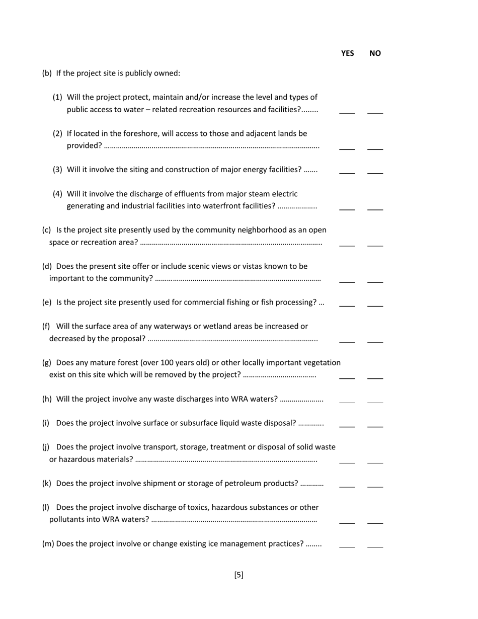 Waterfront Assessment Form - Town - Town of Clayton, New York, Page 5