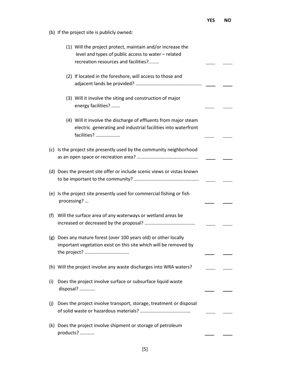 Waterfront Assessment Form - Village - Town of Clayton, New York, Page 5