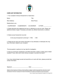 Complaint Form for Reporting Sexual Harassment - Town of Clayton, New York, Page 2