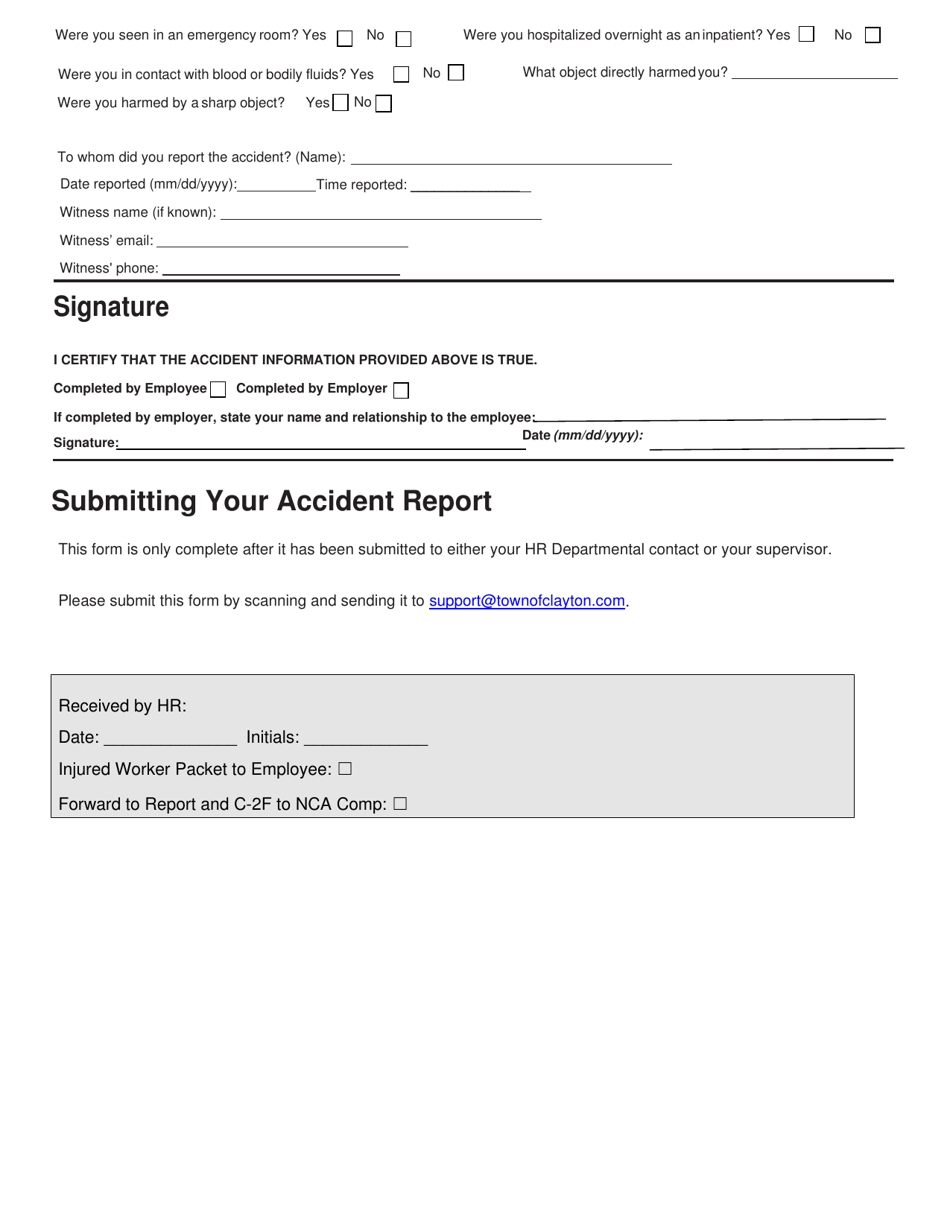 Employee Notification of Workplace Accident - Town of Clayton, New York, Page 2