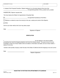 Form SJPR-101 Objection to Petition for Appointment of Guardian - County of San Joaquin, California, Page 2