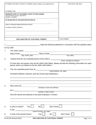 Form SJ-AD-002 Declaration of Custodial Parent - County of San Joaquin, California