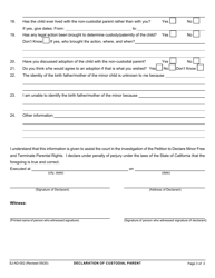 Form SJ-AD-002 Declaration of Custodial Parent - County of San Joaquin, California, Page 3