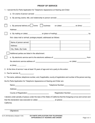 Form SJ-FL-005 Ex Parte Application for Telephonic Appearance at Hearing and Order - County of San Joaquin, California, Page 3