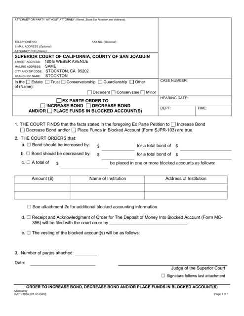 Form SJPR-103A  Printable Pdf