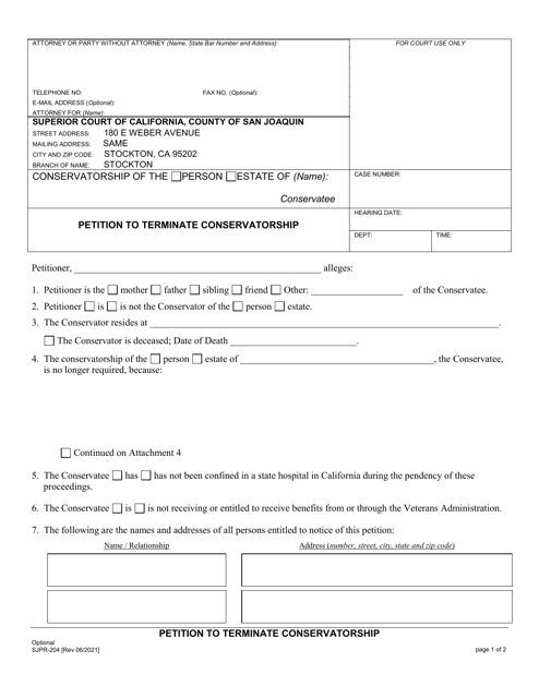 Form SJPR-204  Printable Pdf