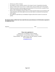 Civil Mediation Program Panelist Application - County of San Joaquin, California, Page 6