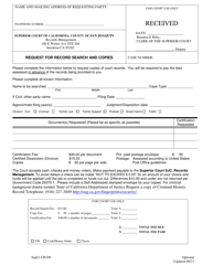 Form SupCt CR109 Request for Record Search and Copies - County of San Joaquin, California