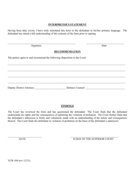 Form YCR-104 Violation of Probation Advisement of Rights, Waiver and Admission - County of Yolo, California, Page 2