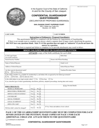 Form SJPR-010 Confidential Guardianship Questionnaire - County of San Joaquin, California