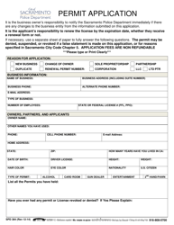 Document preview: Form SPD384 Permit Application - City of Sacramento, California