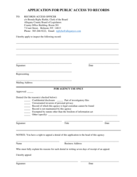 Document preview: Application for Public Access to Records - Allegany County, New York