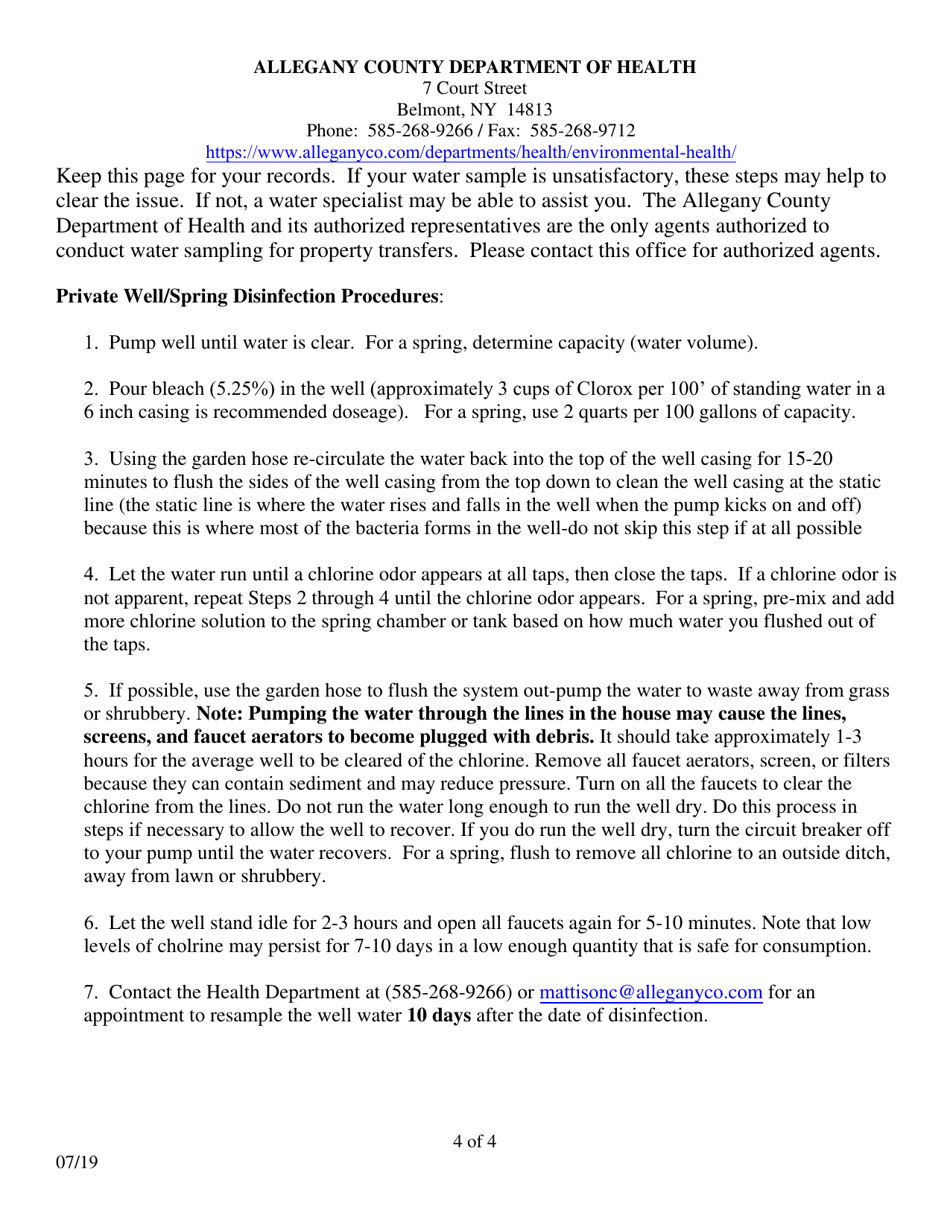 Application for Sanitary Survey - Allegany County, New York, Page 4