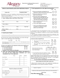 Application for Examination or Employment - Allegany County, New York