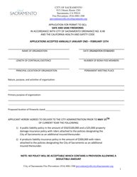 Document preview: Application for Permit to Sell Safe and Sane Fireworks - City of Sacramento, California