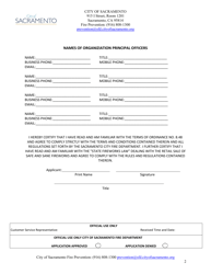 Application for Permit to Sell Safe and Sane Fireworks - City of Sacramento, California, Page 2