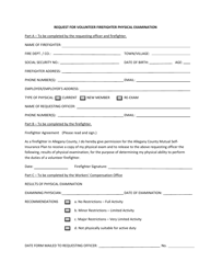 Document preview: Request for Volunteer Firefighter Physical Examination - Allegany County, New York