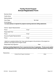 Form CDD-306 Annual Registration Form - Facility Permit Program - City of Sacramento, California, Page 2