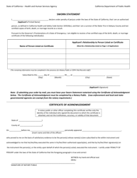Application for Wildfire Death Record - Wildfire Slater, Siskiyou County - Yolo County, California (English/Spanish), Page 2