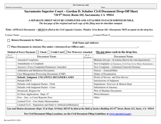 Document preview: Gordon D. Schaber Civil Document Drop-Off Sheet - County of Sacramento, California