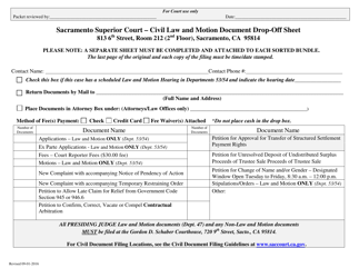 Document preview: Civil Law and Motion Document Drop-Off Sheet - County of Sacramento, California