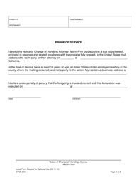 Form CV/E-204 Notice of Change of Handling Attorney Within-Firm - County of Sacramento, California, Page 2