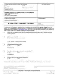 Document preview: Form CV/E-112 Attorney/Party Compliance Statement - County of Sacramento, California