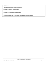 Form CV/E-202 Limited Civil Case Status Memorandum - County of Sacramento, California, Page 2