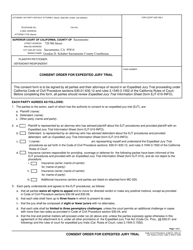 Form EJT-020 Consent Order for Expedited Jury Trial - County of Sacramento, California