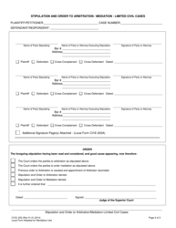 Form CV/E-203 Stipulation and Order to Arbitration/Mediation - Limited Civil Cases - County of Sacramento, California, Page 2