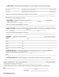 Form CV/E-208 Declaration of Diligent Search and Request to Dispense With Notice Re: Petition for Change of Name - County of Sacramento, California, Page 2