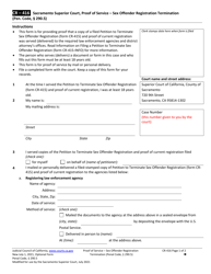Form CR-416 &quot;Proof of Service - Sex Offender Registration Termination&quot; - County of Sacramento, California
