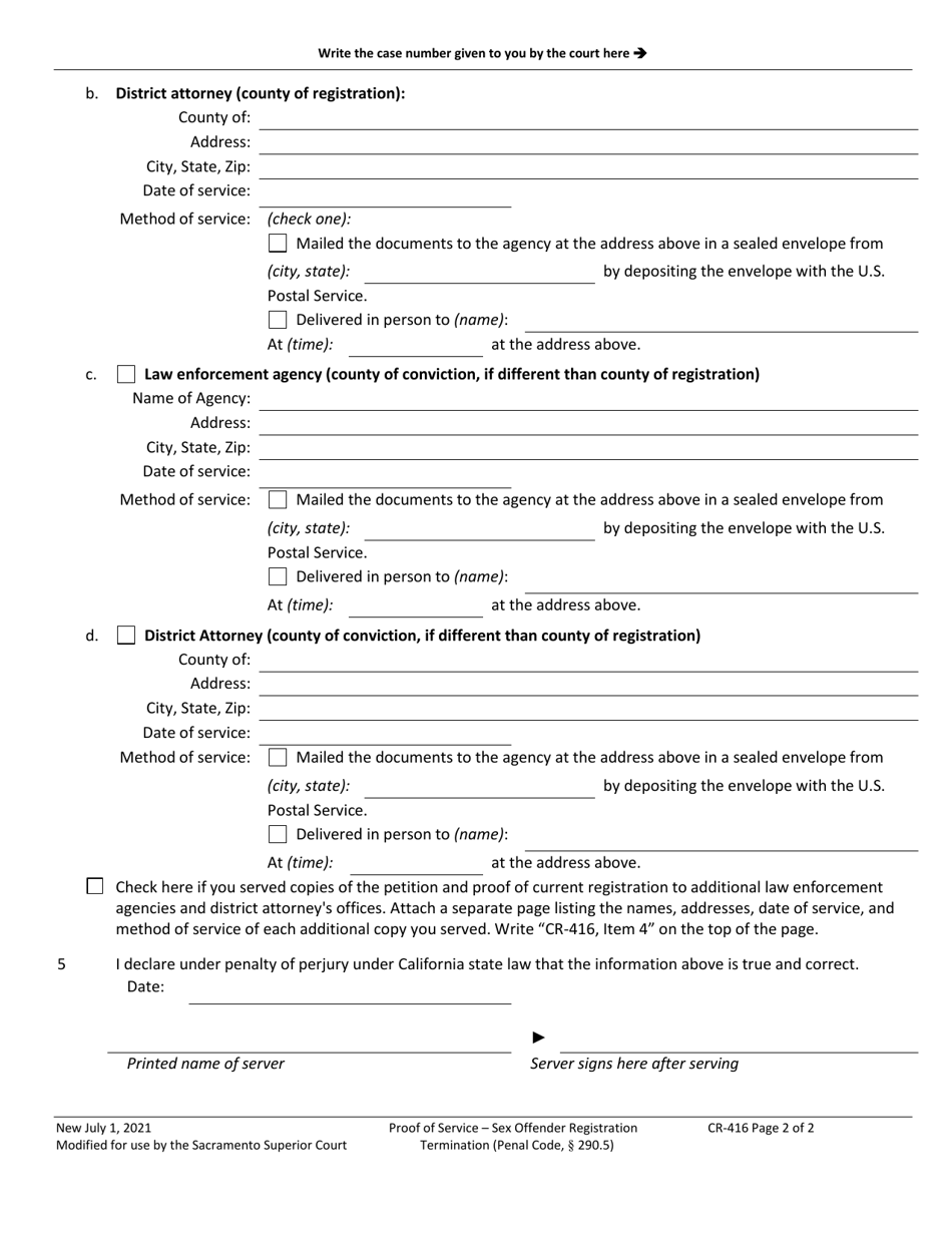 Form CR-416 - Fill Out, Sign Online and Download Printable PDF, County ...