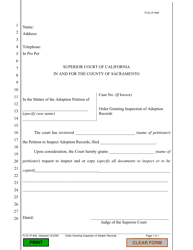 Document preview: Form FL/E-LP-646 Order Granting Inspection of Adoption Records - County of Sacramento, California