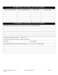 Form FL/E-LP-647 Investigation Questionnaire - County of Sacramento, California, Page 4