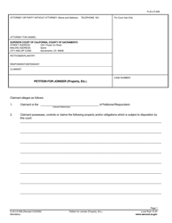 Document preview: Form FL/E-LP-608 Petition for Joinder (Property, Etc.) - County of Sacramento, California