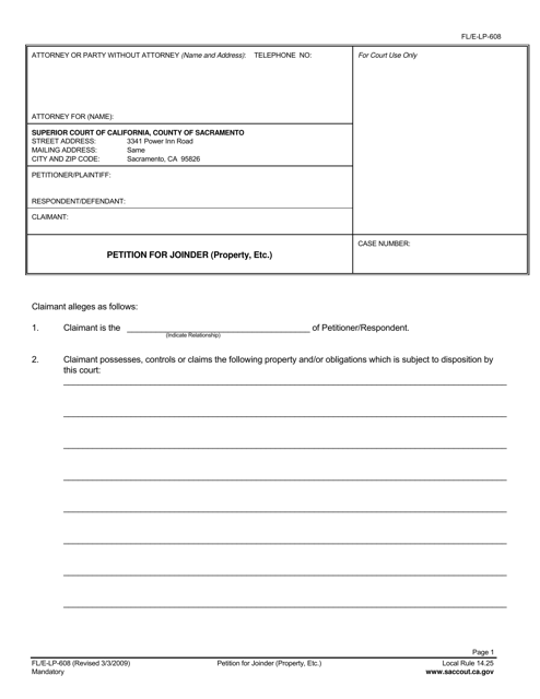 Form FL/E-LP-608  Printable Pdf