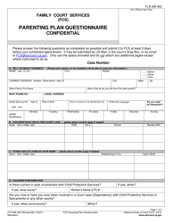 Form FL/E-ME-802 Fcs Parenting Plan Questionnaire - County of Sacramento, California