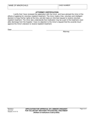 Form JC-E-312 Application for Approval of a Minor&#039;s Request for Voluntary Inpatient Psychiatric Treatment - County of Sacramento, California, Page 2