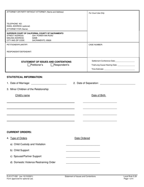 Form FL/E-CT-032  Printable Pdf