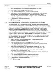 Form JC E-327 Court Ordered Psychotropic Medication Evaluation or Mental Health Assessment - for Children - County of Sacramento, California, Page 2