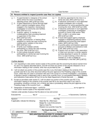 Form JC-E-667 Declaration for Access to Juvenile Case File in Possession of Juvenile Court - County of Sacramento, California, Page 2