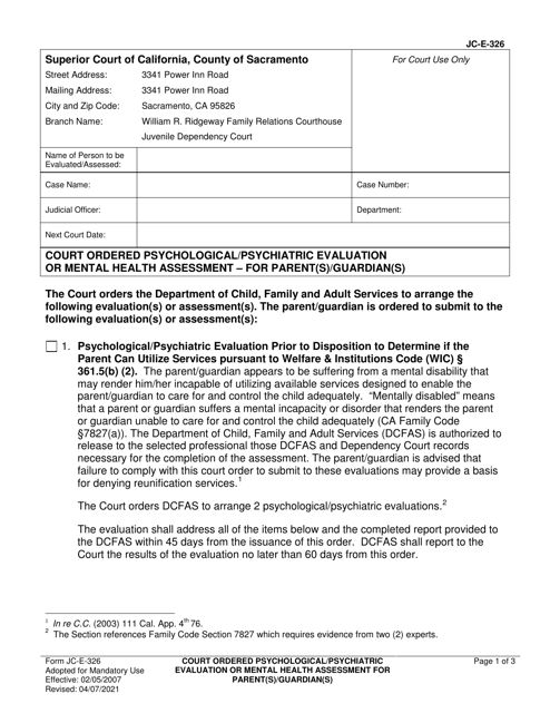 Form JC E 326 Fill Out Sign Online and Download Fillable PDF County